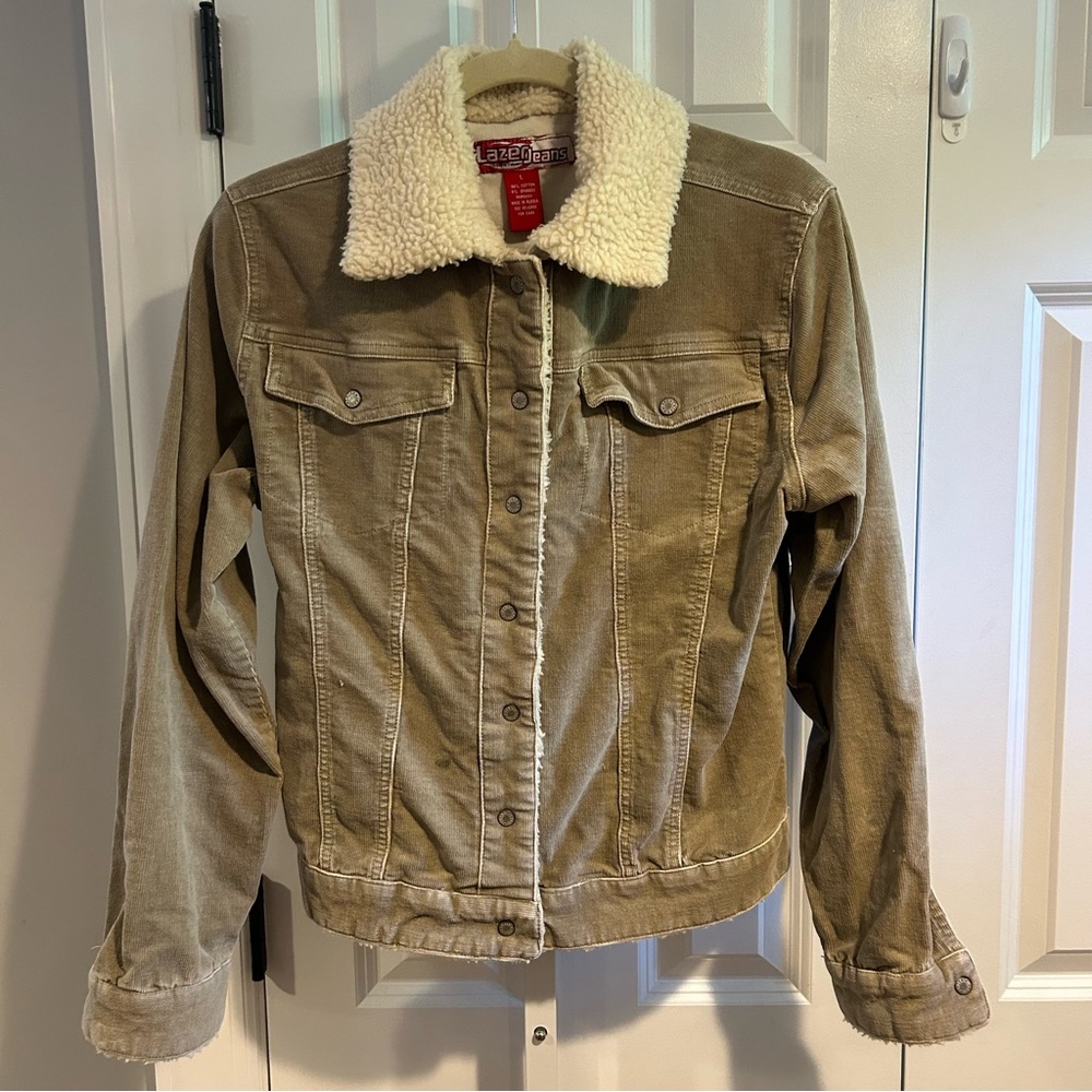 Vintage Y2K Lazer Jeans Corduroy Sherpa Jacket | Size L